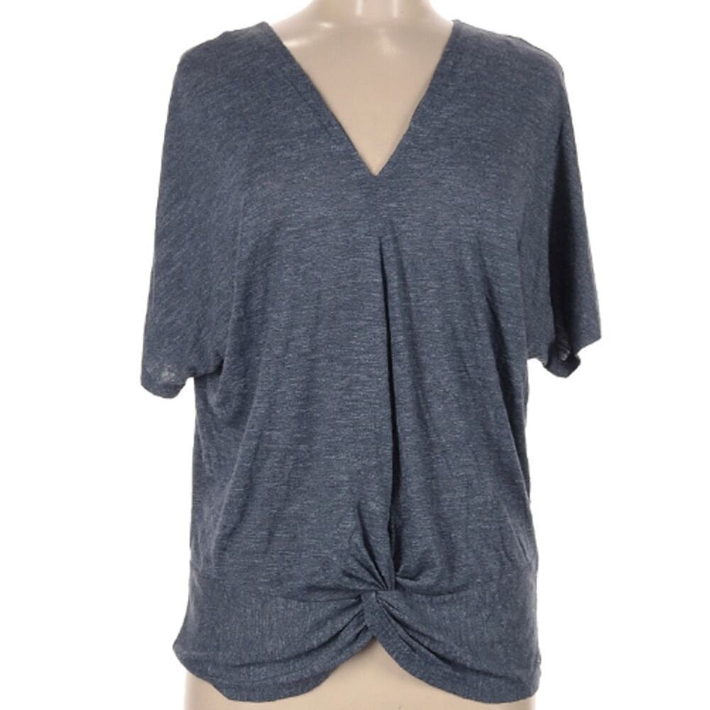 JUICY COUTURE Womens PlungeV Neck Lightweight Short Sleeve‎ Heather Gray Top Med